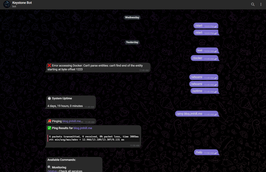 Building a Telegram Bot for Homelab Management